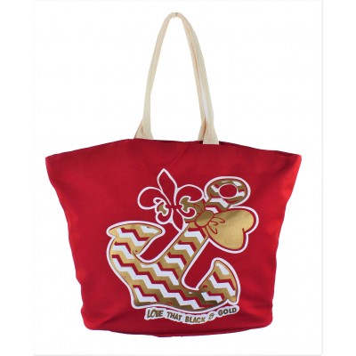 9212- RED BOW ANCHOR CANVAS TOTE BAG